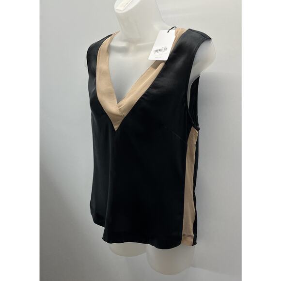 Reiss Silk Front Colorblock Vest In Nude/black Size Small Nordstrom Msrp 160$ - Picture 4 of 9
